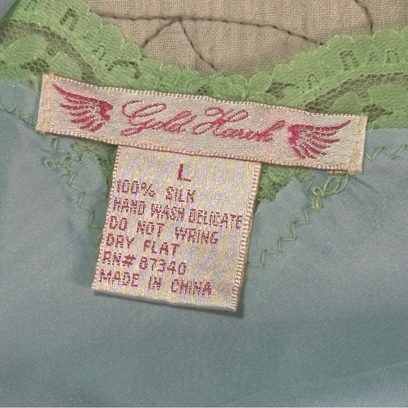 NEW Pearl Lace Two Tone Silk Cami Sz L Dream Blue Green Lace - Picture 3 of 6